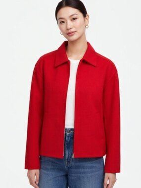 Madewell Double-Faced Rounded-Sleeve Wool Blend Red Cherry Coat Jacket Medium
